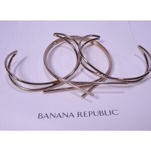Banana Republic Shiny Gold Criss Cross Stick Cuff Bracelet Set of 3 NWT 45 EA